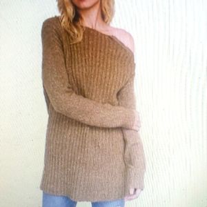 Mystree Ribbed Sweater New Taupe Zipper Pull Over